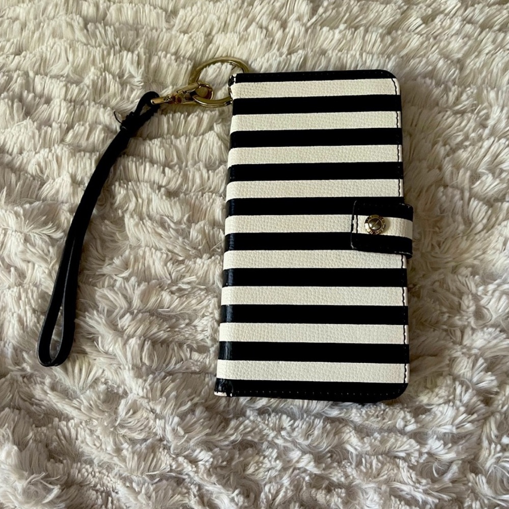 Henri Bendel Black and White Striped Clutch